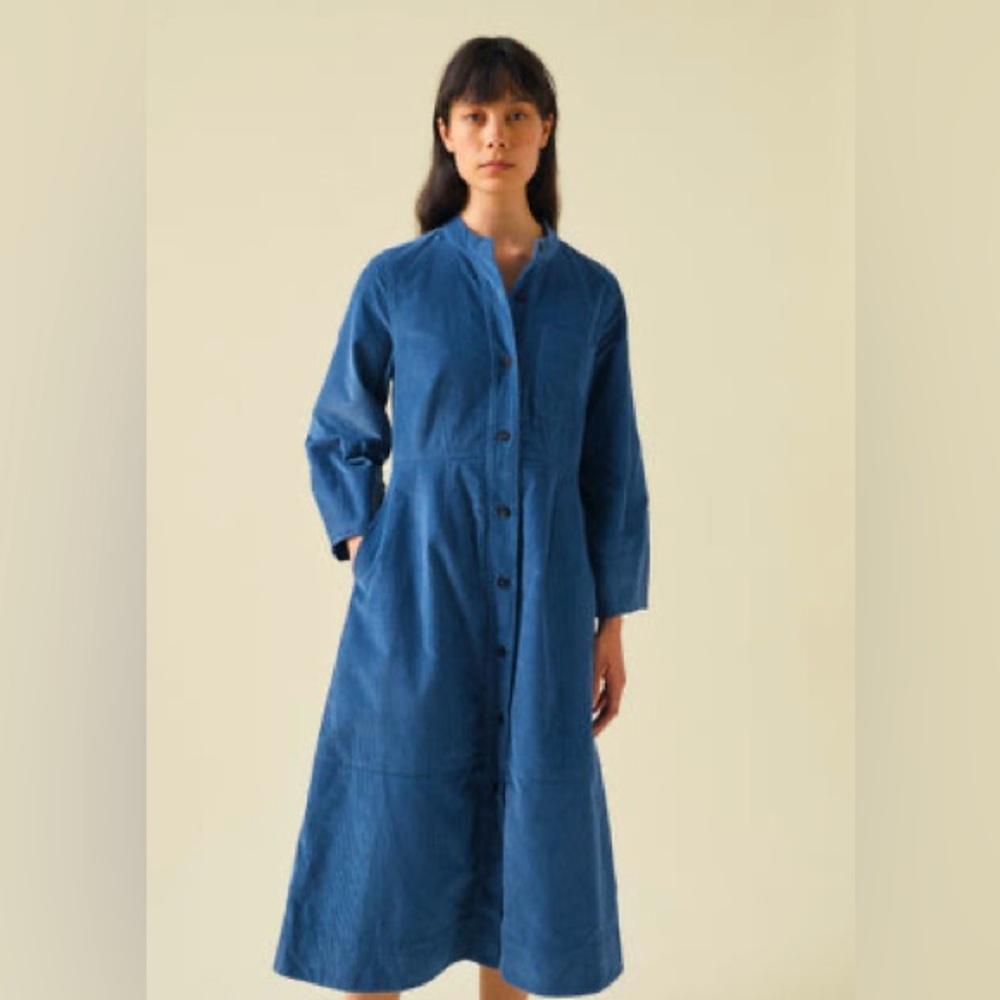 NWT Toast UK Organic Cord Dress in Delft Blue, Size 6